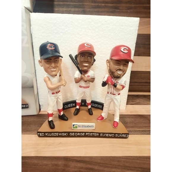 CINCINNATI REDS TRIPLE‎ BOBBLE HEAD QUEEN CITY SLUGGERS Kluszewski Foster Suarez - Picture 1 of 15